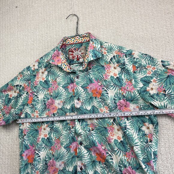 7 Downie St Couture Shirt Mens 6 Tropical Floral AOP Short Sleeve Button-Up - Picture 7 of 16